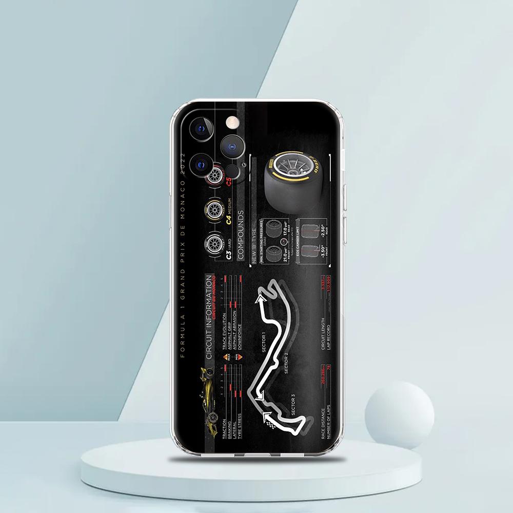 Soft TPU Transparent Phone Case Cover for iPhone 16 15 14 13 12 11 Pro Max XR 8 7 Plus XR Shell Nurburgring F1 Circuit Pattern