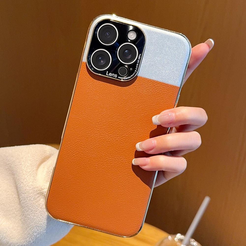 For iPhone 16 Pro Max Case Desert Silver Moon Electroplated Gold PC+PU Leather Phone Back Cover
