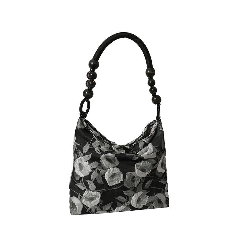 Fashionable And Simple Nylon Bucket Bag With Charming Bead Accents For Everyday Use