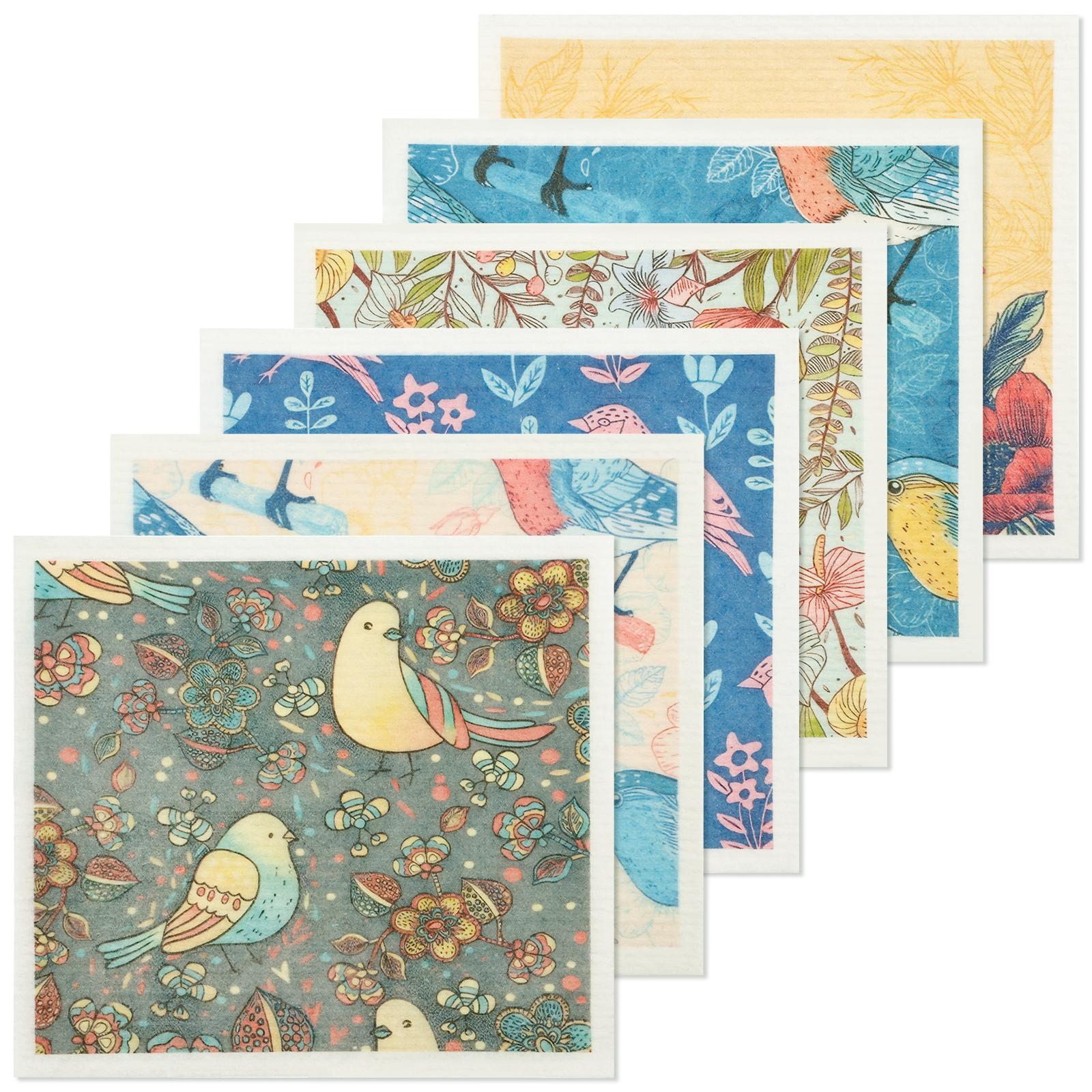 

5/6/12PCS Kitchen Dish Towels Absorbent Swedish Dishcloths Kitchen Dish Rags Soft Non-woven Cloths for Washing Dishes Cleaning