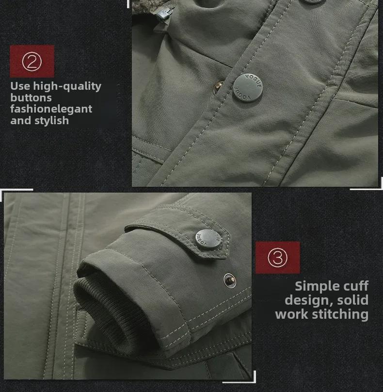 Men's Winter Multi-Pocket Cotton Coat - Thickened, Loose, Cold-Resistant, Casual Style 8186