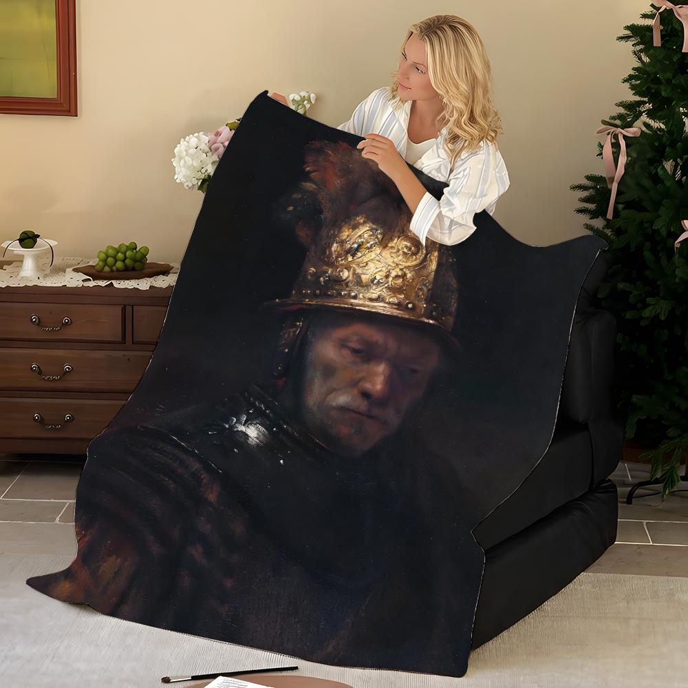 Sanatçı R-Rembrandt V-Van R-Rijn Atkı Flanel Battaniye, Yumuşak Sıcak, Dayanıklı ve Yıkanabilir sevimli Havalı