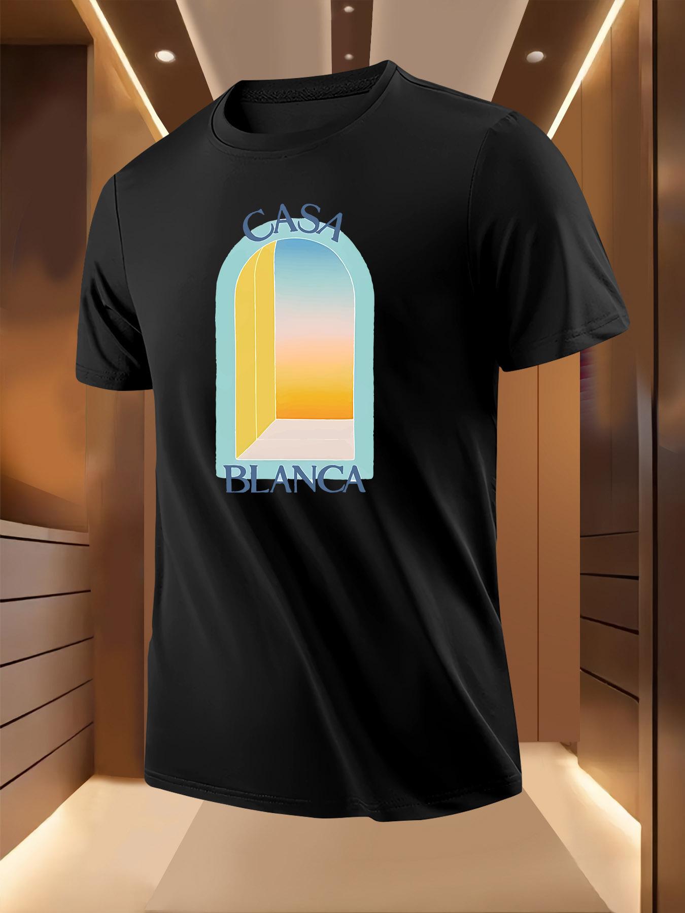 Summer Tshirt with Bold Casa Blanca Door Print - Breathable XXL
