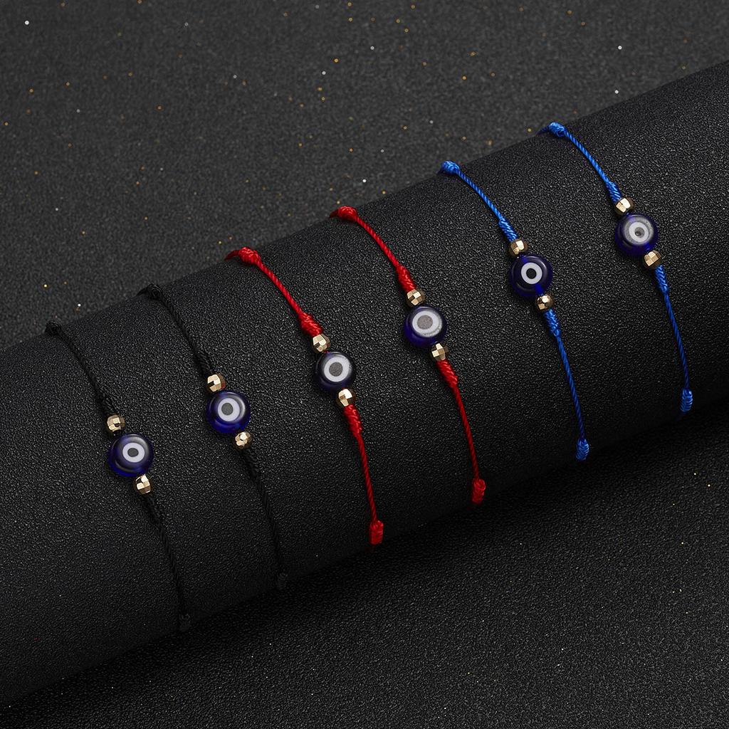 6 pezzi/set Braccialetto Occhio Malvagio Blu Turco per Donne Catena a Corda Intrecciata Fatta a Mano Braccialetto con Perle di Cristallo Gioielli Ingrosso Dropshipping
