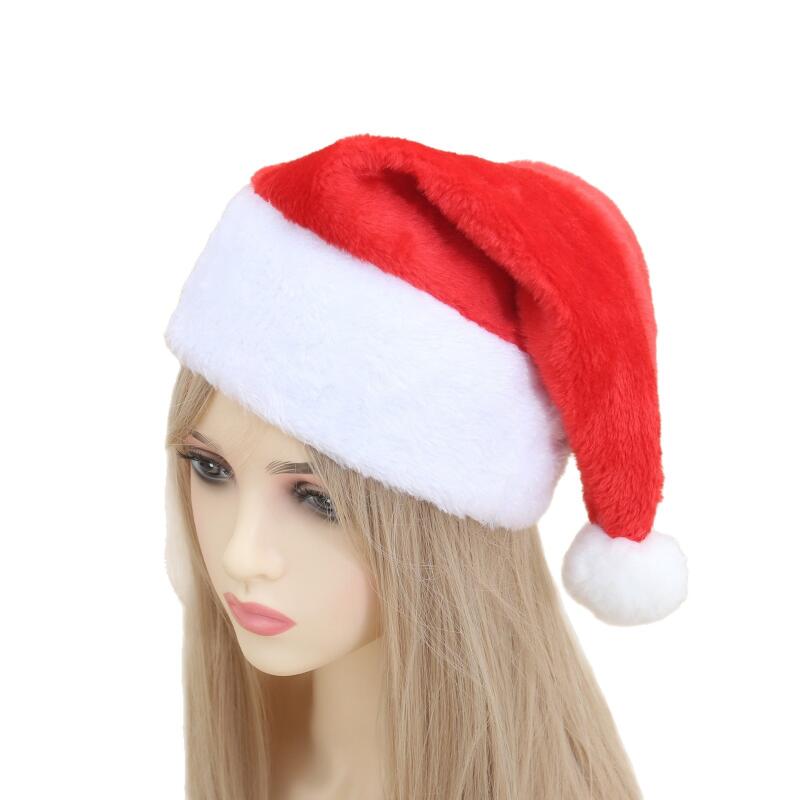 1 PC Warm Fleece Christmas Hat Unisex Classic Red White Knit Beanie For Winter Festive Wear