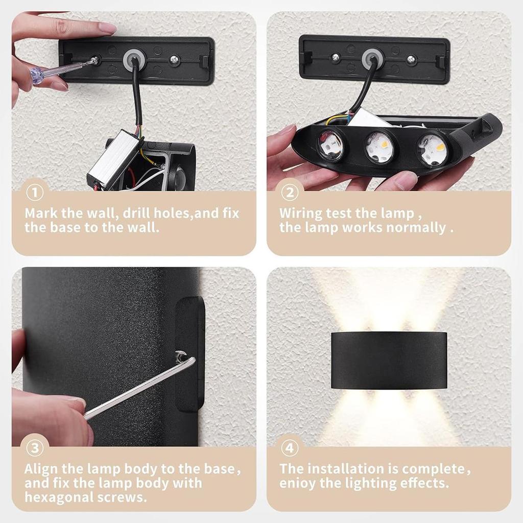 Wall Lamp 2w 4w 6w 8w Exterior Black Waterproof External Outdoor Lamps 110v/220v Led White Wall Mounted Up Down Light Warm White