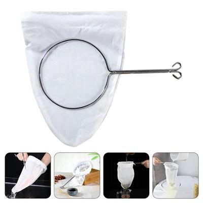 Kitchen Supplies Coffee Milk Tea Filter Mesh Reusable with Handle Steel Ring Filter Bag Multi-function Mesh Cotton