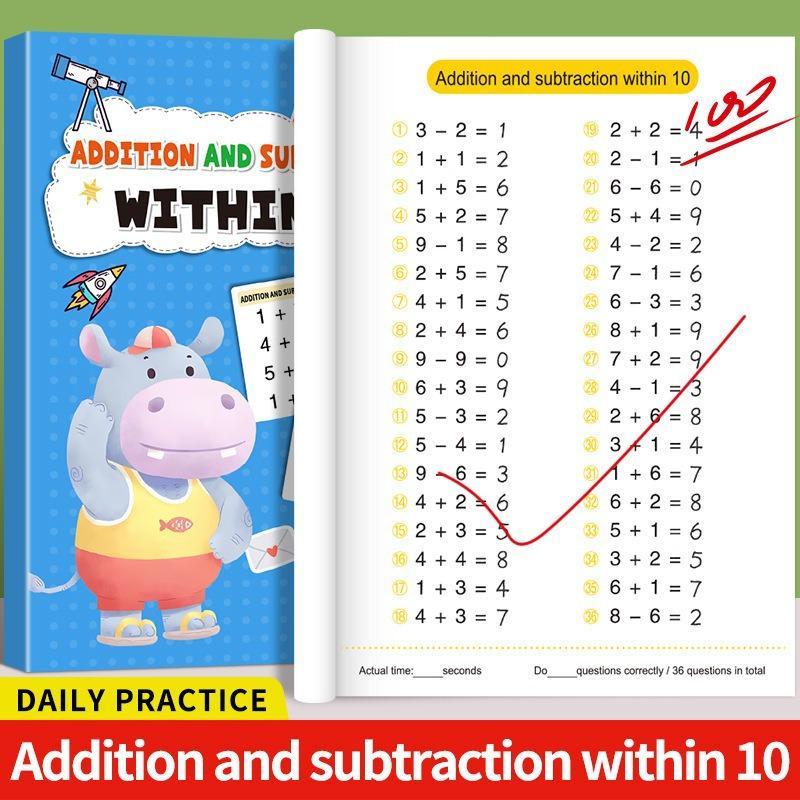 Children's Early Math Education Workbook Addition Subtraction Within 100 Exercise Book for Kids Daily Training Gift