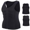 Men Waist Slimming Trainer Muscle Building Tank Top Zipper Vest Body Shapewear