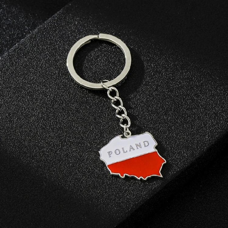Delicate Poland Flag Keychain Versatile Poland Map Key Holder Durable Material