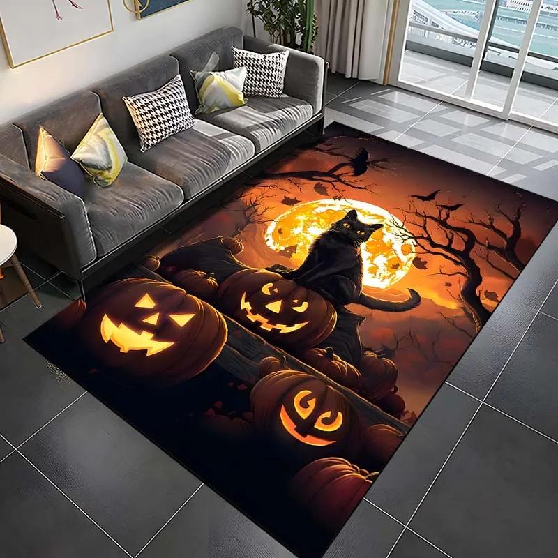 Halloween Pumpkin Head Pattern Rug Carpets for Bedroom Living Room Sofa Mat Creative Door Mat Dressing Room Rugs Play Mats Gifts