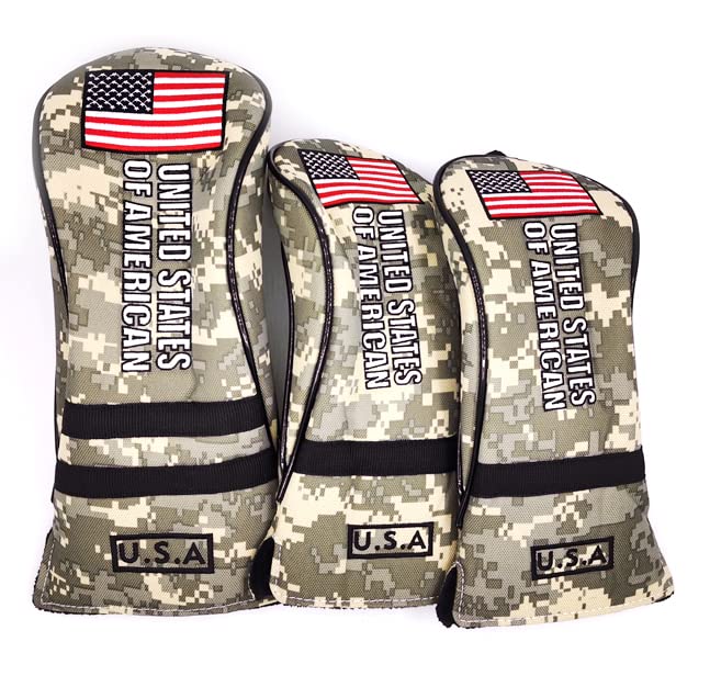 

Чехол для гольфа Driver DR 440cc 460cc, чехол из дерева, чехол FW с вышитым узором американского флага США, комплект из 3 предметов (3 комплект)