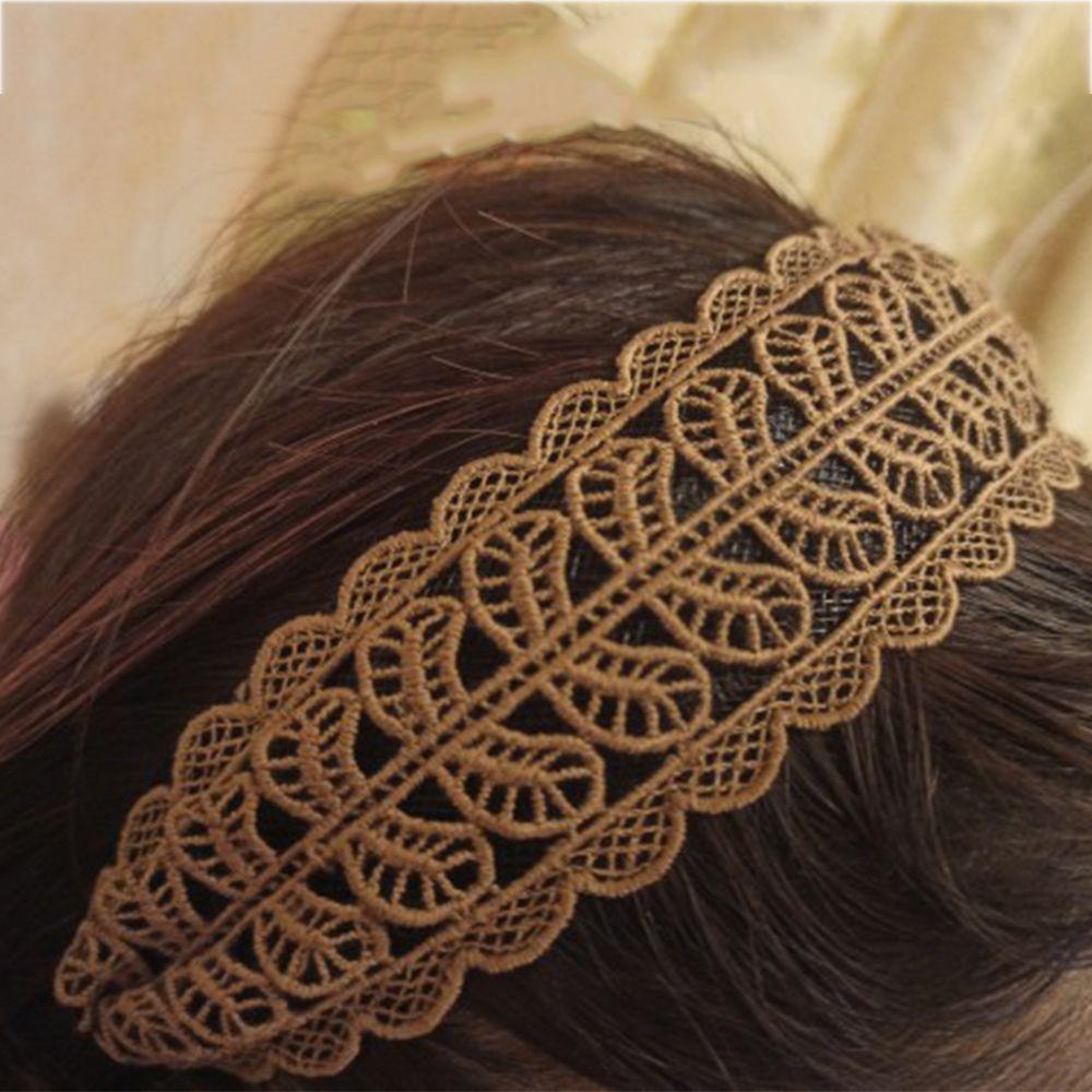 Temperament Women Hair Accessories Wide Side Hairband Lace  Leaves Headband Korean Style Hair Wear