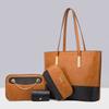 New Women Composite Handbag Premium Texture Large Capacity Shoulder Bag Fashion Retro Color Contrast Soft PU Leather Totes
