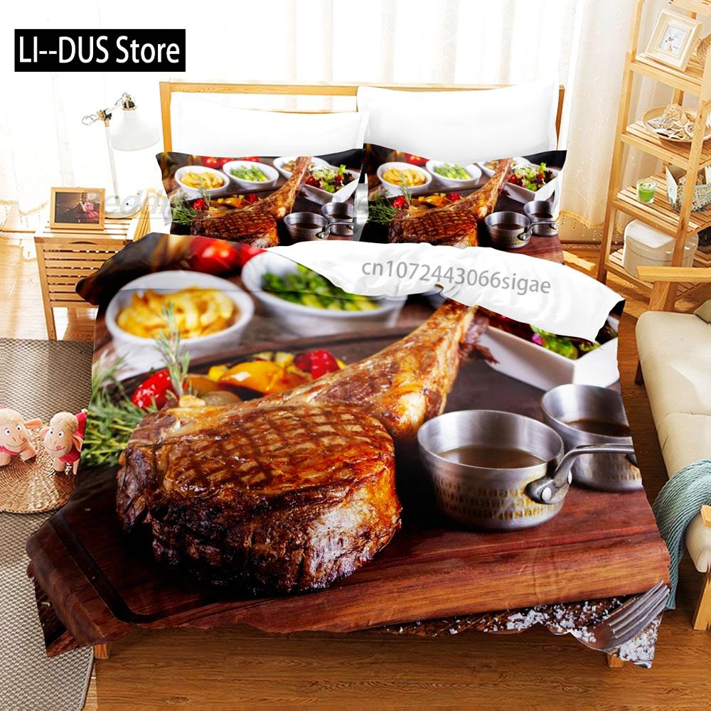 Beefsteak Bedding Set Single Twin Full Queen King Size Bed Set Aldult Kid Bedroom Duvetcover Sets 3D Print Gourmet Steak