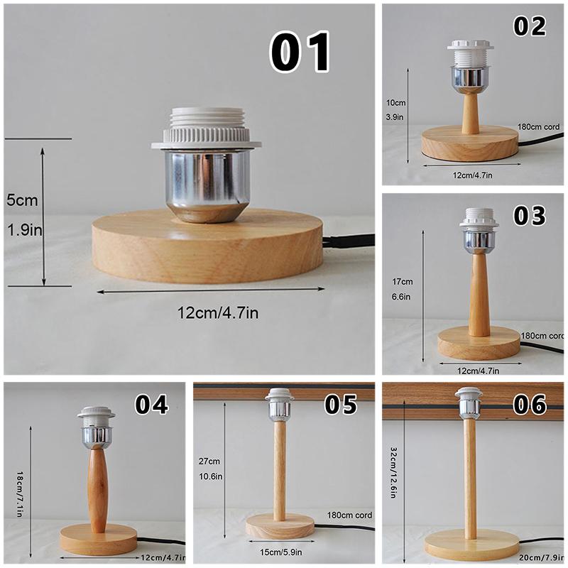 Circular Solid Wooden Base Holder with Cord On Off Switch for Table Lamp,plug In E27 Lamp Bedside Lamp Holder for Home Lighting