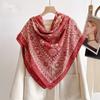 2025 autumn and winter new fashion versatile 135cm silk wool square scarf high-end neck care skin-friendly silk wool silk scarf
