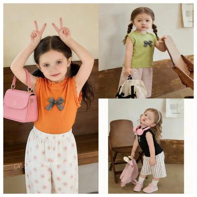 Girls' Summer Sports Sleeveless Top & Wide-Leg Pants Two-Piece Set