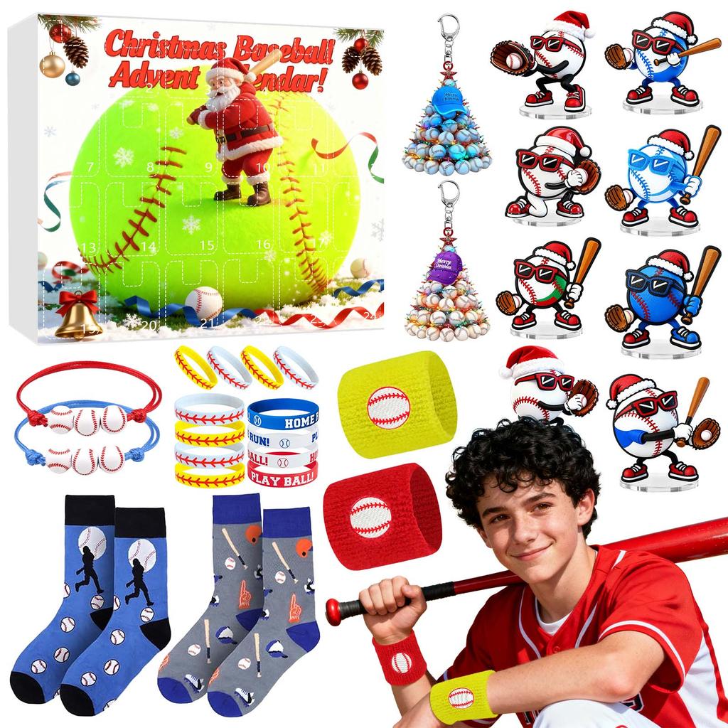 23d Christmas Advent Calendar, Baseball Toys For Kids And Teens, Surprise Gift Boxes For Boys, Girls, And Teens, Baseball Accessories And Decorations