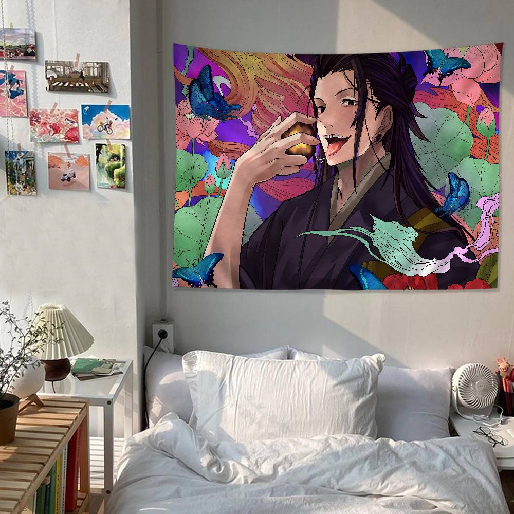 Jujutsu Kaisen Geto Suguru Printed Large Wall Tapestry Hanging Tarot Hippie Wall Rugs Dorm Cheap Hippie Wall Hanging