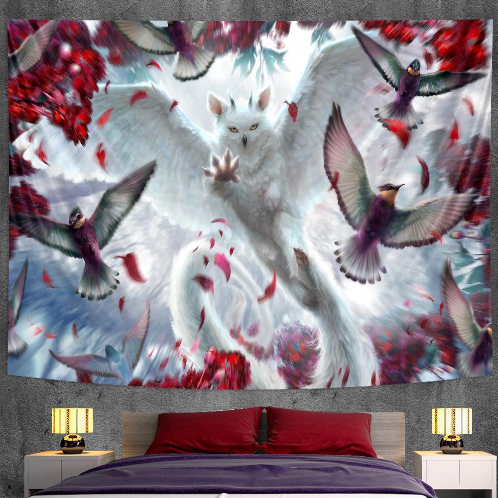 Smart Owl Fantasy Scene Wizardry Home Art Dekoration Tapisserie Hippie Bohemian Mandala Dekoration Tapisserie