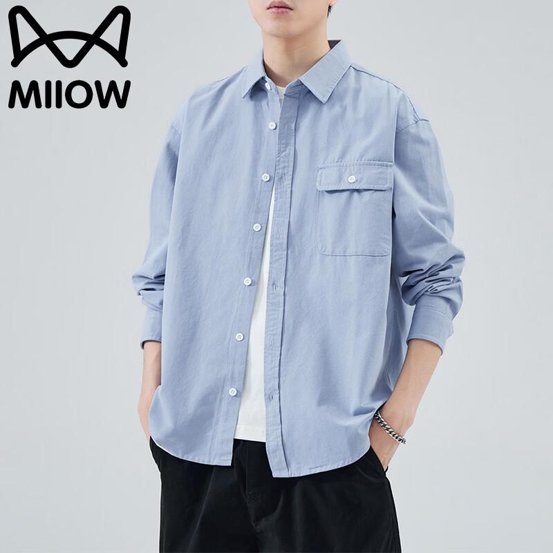 MiiOW Men's Casual Loose Fit Long Sleeve Shirt