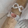 Pattern Distinctive Floral Pink Zirconia Ring For Women Stylish Open Adjustable Fashion Ring 2024 New Arrival