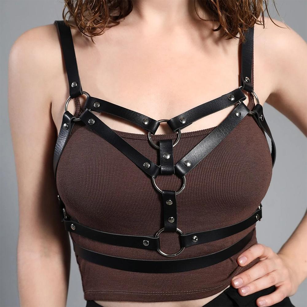 

Жіночий готичний джгут з штучної шкіри з декором з шипами Регульований джгут для жінок готичний джгут для нижньої білизни на грудях Ajustable чорний