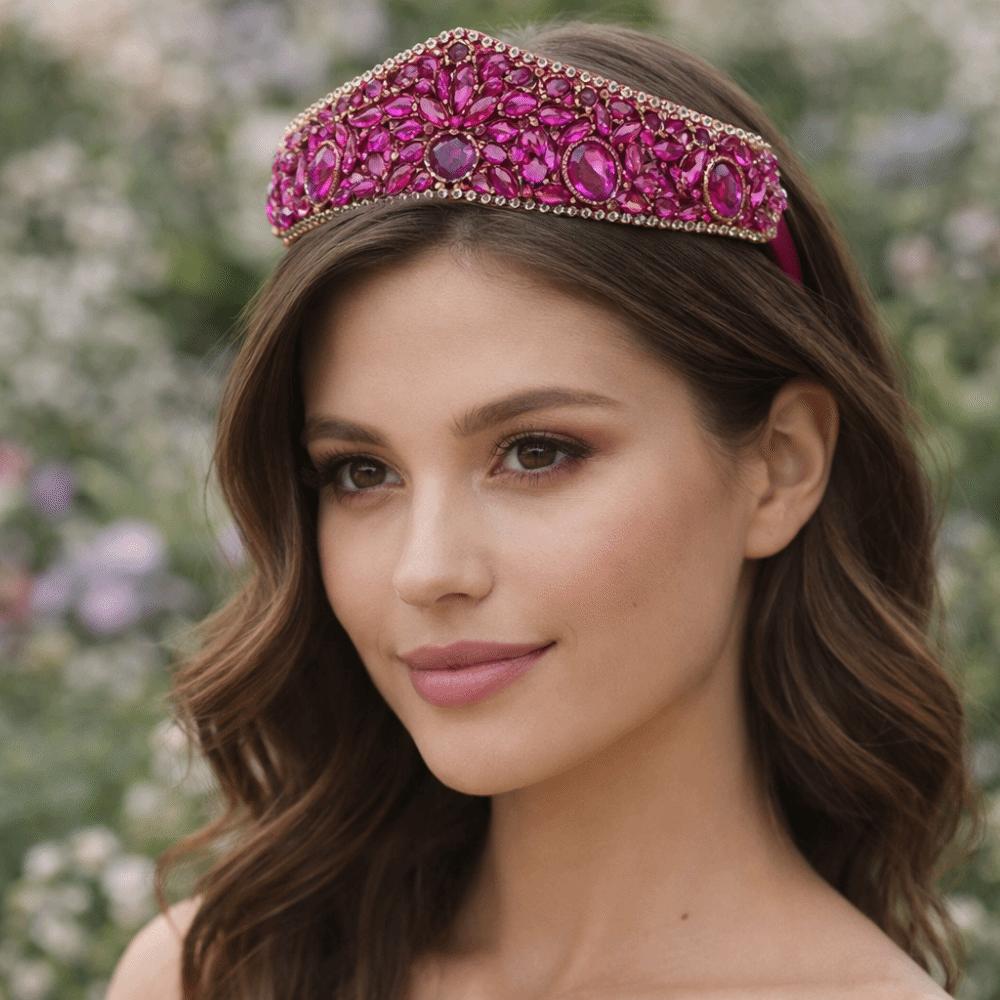 Bonbonfarbe Damen Haarreif Glänzendes Barock-Kopfschmuck Bling Bling Strass-Haarreif Hochzeit