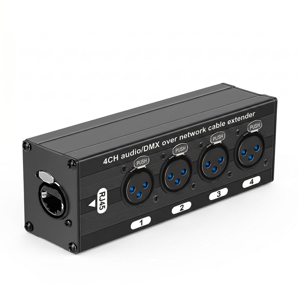 RJ45 Ethernet Audio Extender: 4-Way XLR Male to Female Cable Extension
