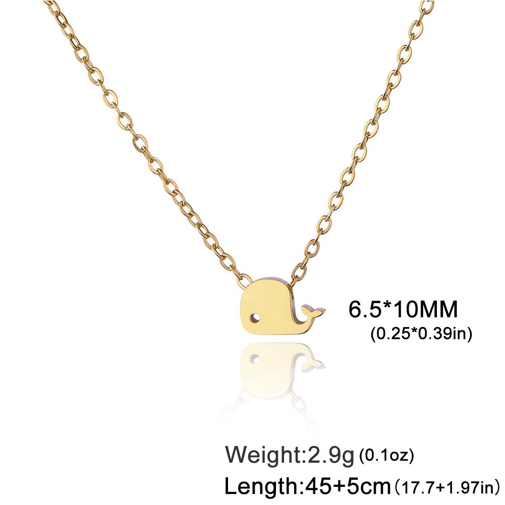 Mini Whale Pendant Necklace for Women Girls Stainless Steel Gold Color Choker Cute Marine Animal Jewelry Birthday Gift