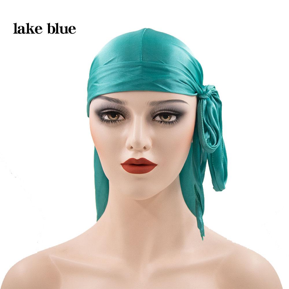 Unisex Adult Long Tail Satin Doo Rag Durag Bandanas Cap Pirate Hat Turban Men Hip Hop Headband Biker Headwrap Women Headwear