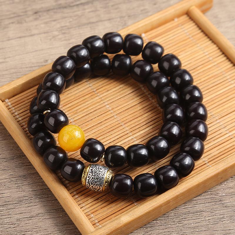 Natural Bodhi Five Elements Buddha Bead Bracelet - Unisex Lucky Wenwan Gift
