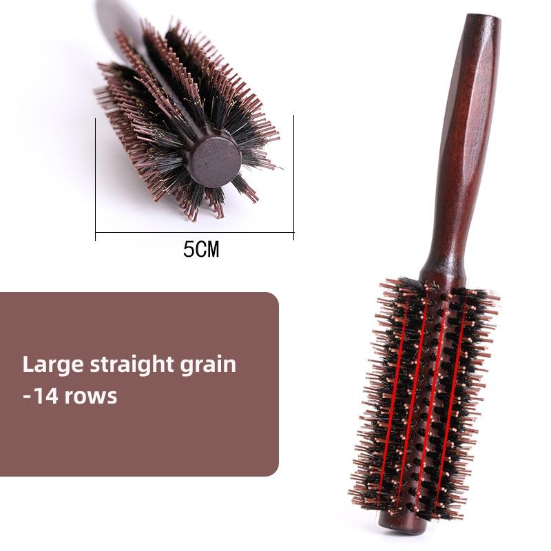 Wood Handle Round Rolling Brush Straight Twill Hair Comb Boar Bristle Round Barrel Hair Curling Brush Hairdressing Tool Hairdressing Accessories