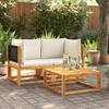 Corner Garden Sofa Set with Cushions 2 pcs Acacia Wood & Rattan