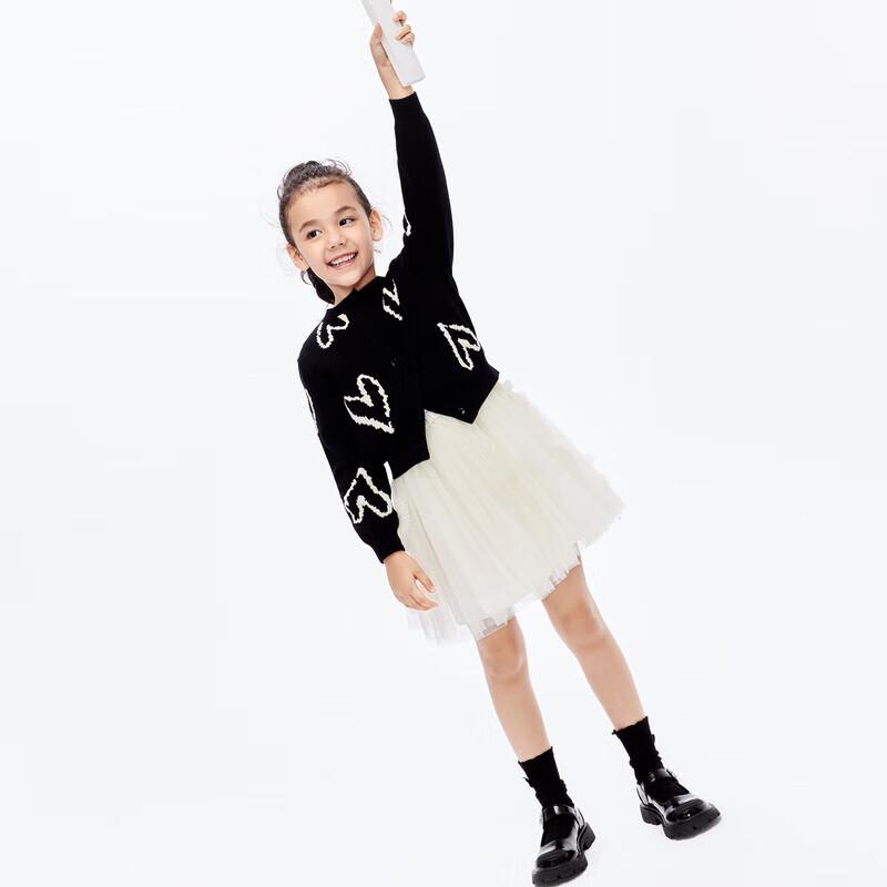 little MO&Co. Girls' Merino Wool Heart Knit Cardigan