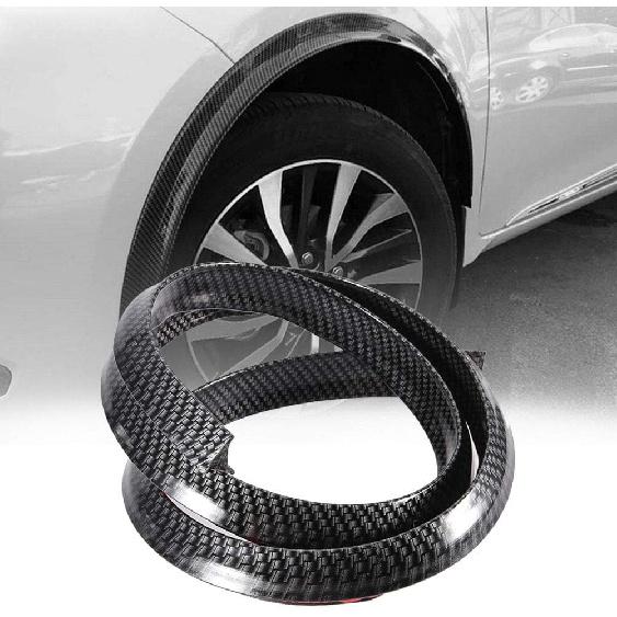 59.1inch Flares Car Carbon Fiber Flares Wheel Arch Eyebrows Protect Anti Scratch Pad Rubber Wheel Eyebrows Strips Car Auto Truck Parts Black
