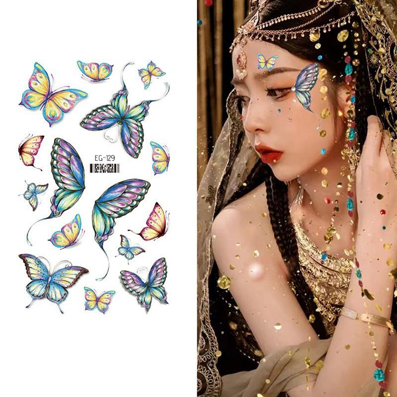 Autocolant cu tatuaj cu aripi de fluture cu zână Ochi impermeabili Machiaj de artă corporală pentru mâini