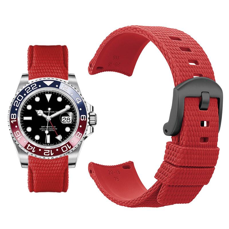 Curved arc-shaped fluororubber Watch strap for original OMEGA X Swatch X Blancpain Scuba Fifty Fathoms MoonSwatch FKM watchband