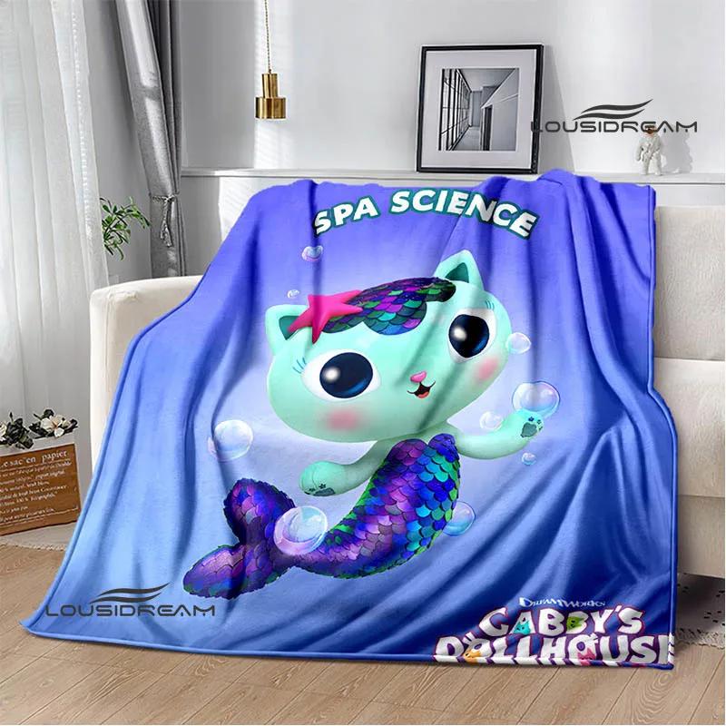 Gabby's Dollhouse Cute Anime Printed Blankets Picnic Blanket Flannel Warm Blanket Travel Blankets Bed Linings Birthday Gift