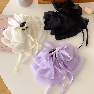 Mesh Bowknot Haar Klaue Koreanische Süße Band Schleife Pferdeschwanz Clip Frauen Mädchen Elegnat Greifen Clip Weibliche Kopfbedeckungen Haar Stil Zubehör