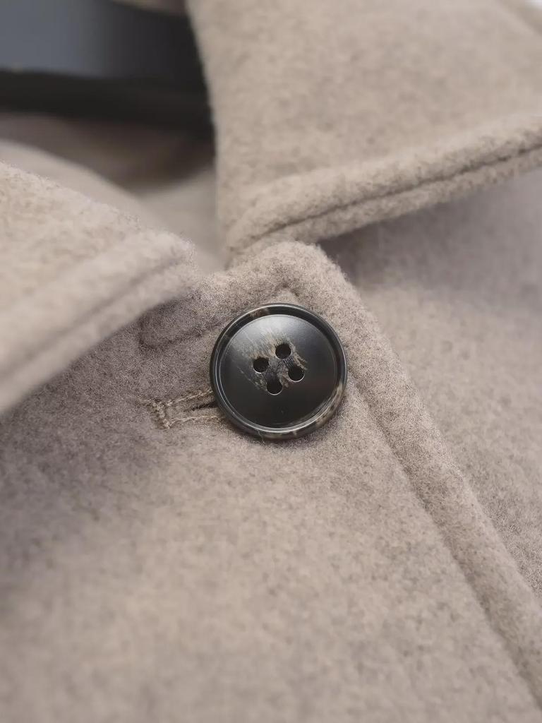 European and American Style Women's Woolen Lapel Coat - Single-Breasted Design 755241