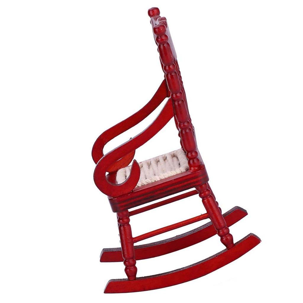 1:12 Miniature Furniture Wooden Rocking Chair for Dolls House Decor Toys (White)