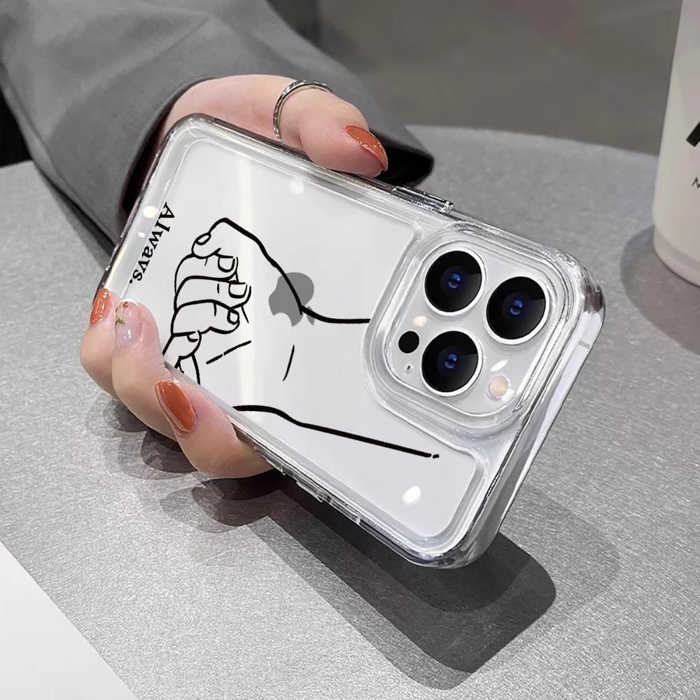 Couples Holding Hands Shockproof Transparent Case For iPhone 16 Pro Max 17 15 14 Pro 13 12 11 Pro Max  7 8 Plus Silicone Fundas