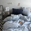 60 Thread Count Washed Cotton Solid Color Woven Four Piece Bed Sheet Fitted Sheet Style Simple and Fresh Three Piece Student Bed Set