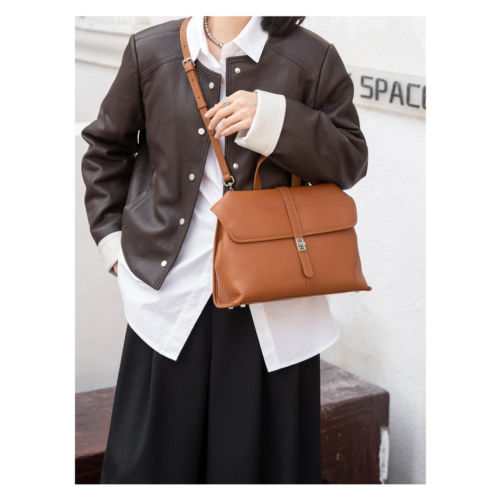 Shoulder Bag New Cowhide Women's Bag Large Capacity Versatile Commuter Messenger Bag