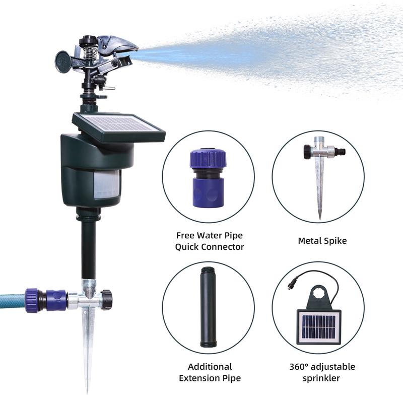 Irrigatore a Sensore di Movimento Solare Ecologico a Getto d'Acqua Repellente per Animali con Pannello Solare Repellente per Parassiti del Giardino Controllo Uccelli