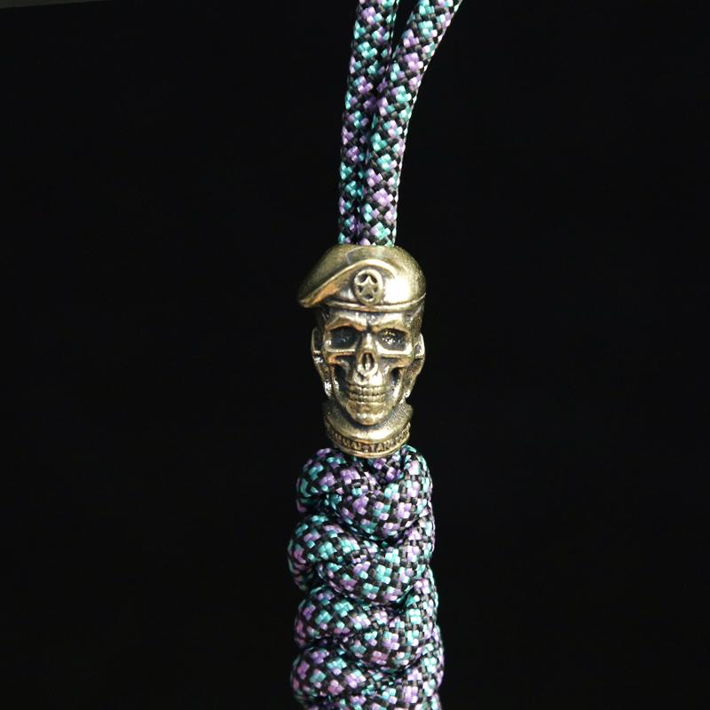 Brass EDC Five-pointed Star Hat Russian Skull Soldier Knife Beads Lanyard Pendants Jewelry Metal Copper Paracord DIY Accessories
