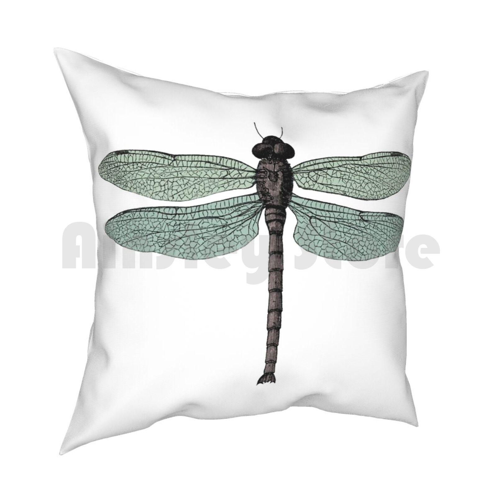 

Antique Typographic Vintage Dragonfly Pillow Case Printed Home Soft DIY Pillow cover Vintage Dragonfly Dragonflies Dragon 30cmx30cm