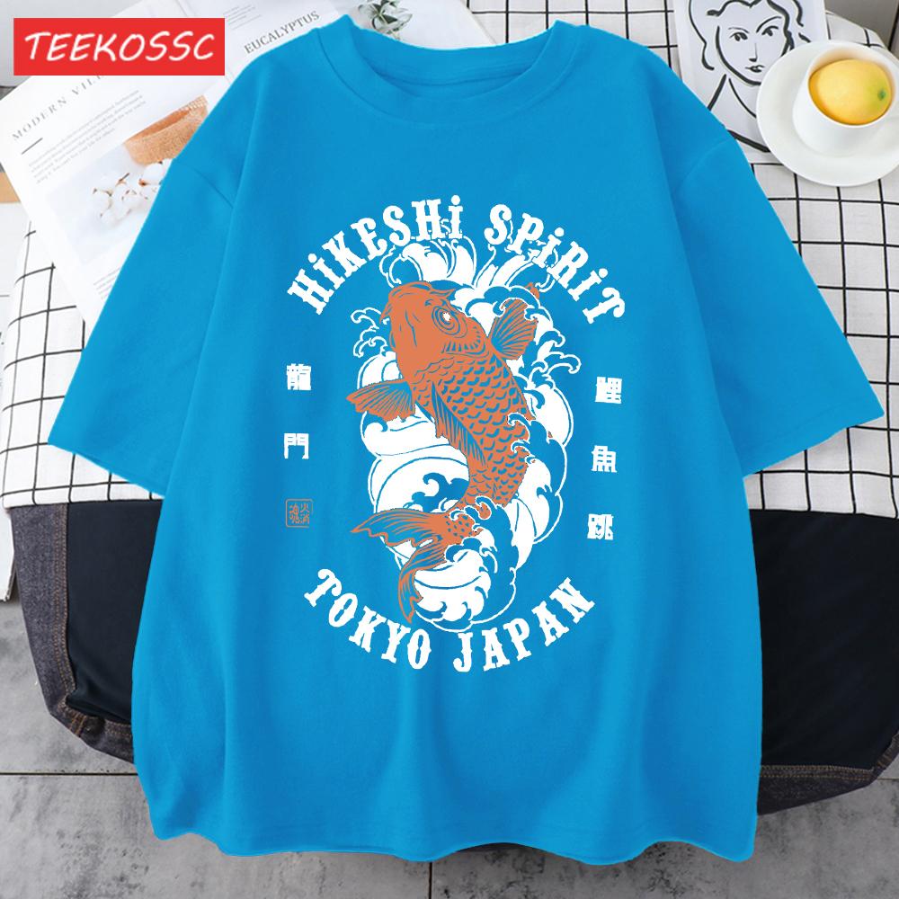 Hikeshi Spirit Tokyo Japan Print Tee Shirts For Man Cotton ONeck T Shirt Sport AllMatch Top Summer Male New Loose Short Sleeve